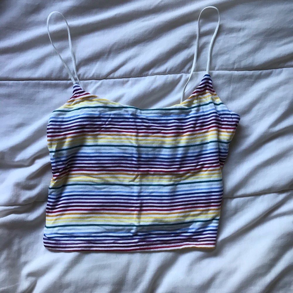 Rainbow crop tank top! WORN ONCE! Like new!